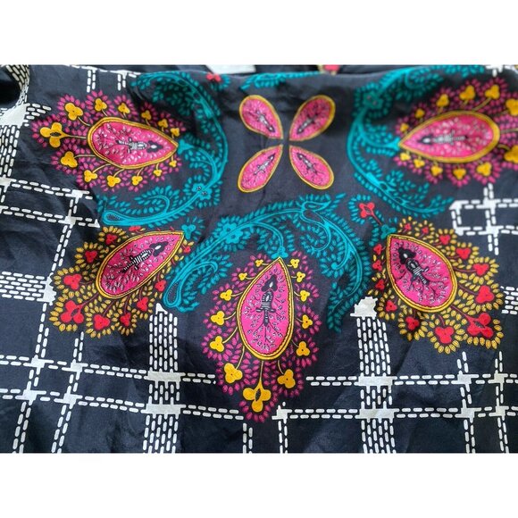 Vintage 1970s Square Diane von Furstenberg Silk Scarf Vibrant Black Multi 42" - Picture 7 of 16